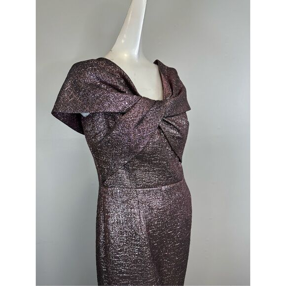 Teri Jon by Rickie Freeman Off-The-Shoulder Metallic Gown Size 6 $580 - Picture 11 of 12